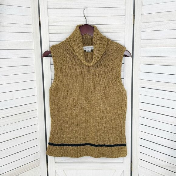 Jones New York Sleeveless Nylon Knit Turtleneck Sweater Tan Medium - Picture 8 of 12
